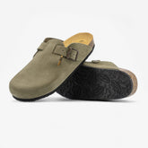 Blogg Womens Clog - Light Khaki Afelpado Grueso (suede)