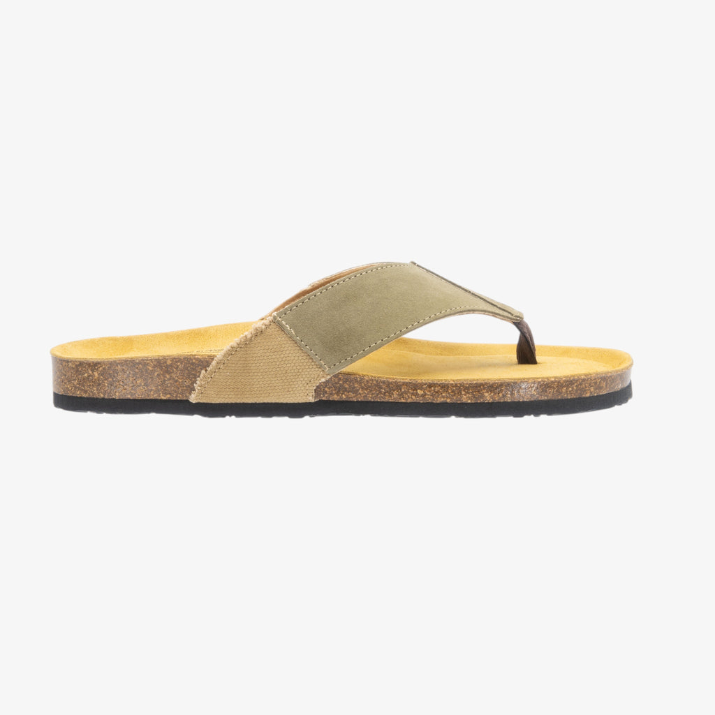 Borneo Mens Sandal - Light Khaki Afelpado (suede)