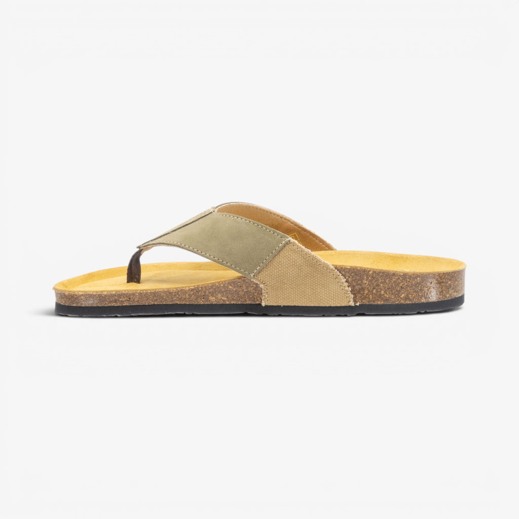 Borneo Mens Sandal - Light Khaki Afelpado (suede)