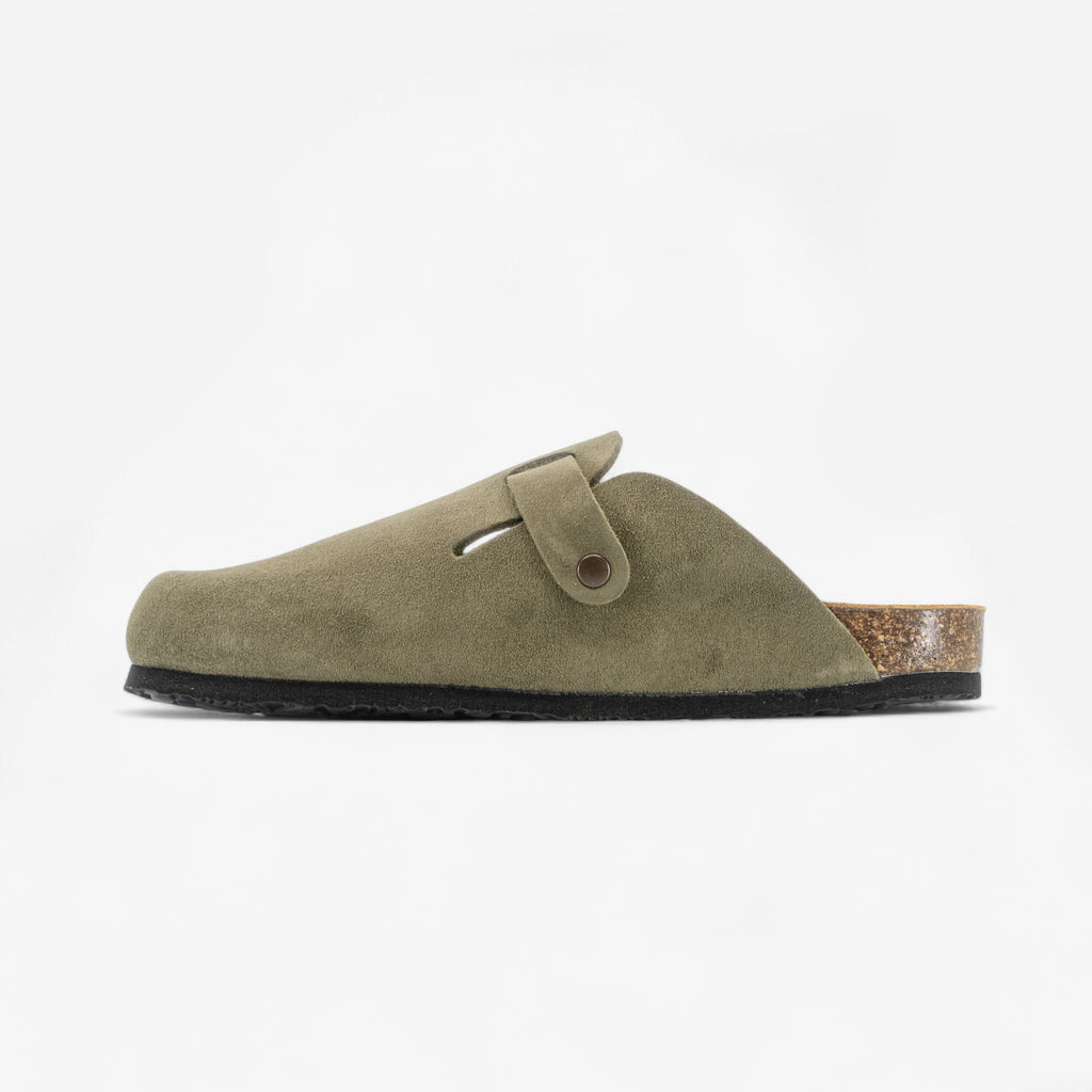 Blogg Womens Clog - Light Khaki Afelpado Grueso (suede)