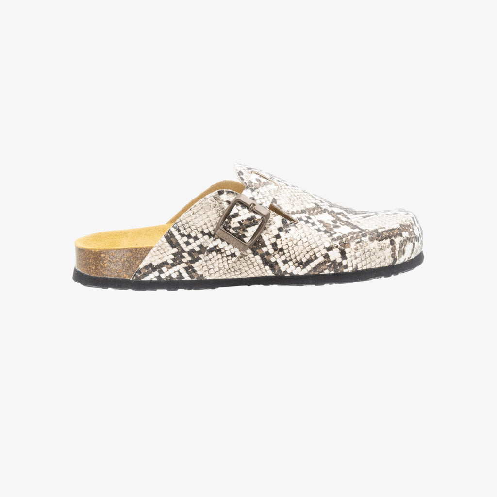 Blogg Womens Clog - Crema Snake Manbalina (faux snake)