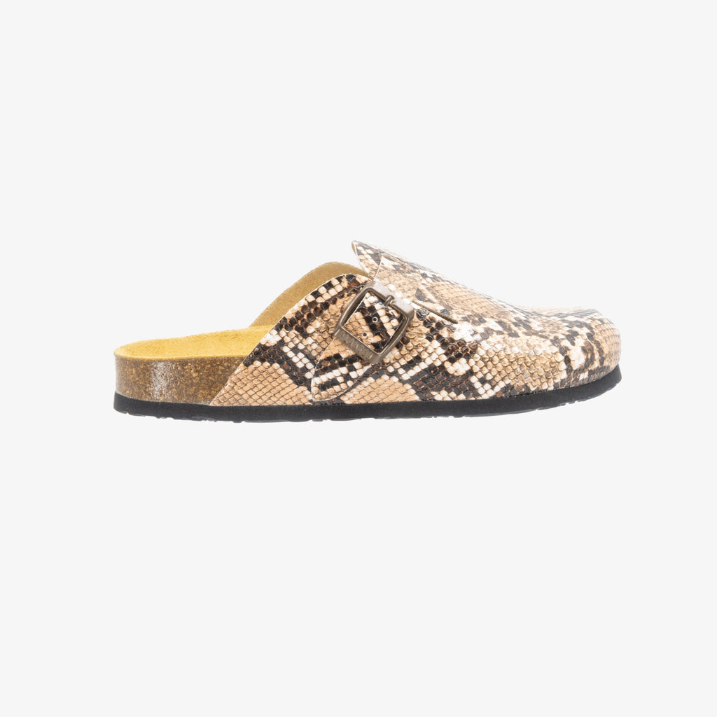 Blogg Womens Clog - Marron Snake Manbalina (faux snake)