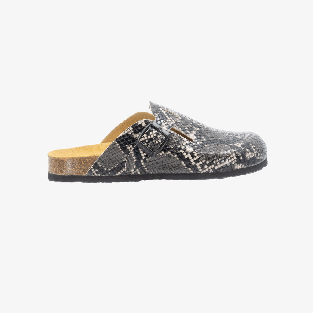 Blogg Womens Clog - Negro Snake Manbalina (faux snake)