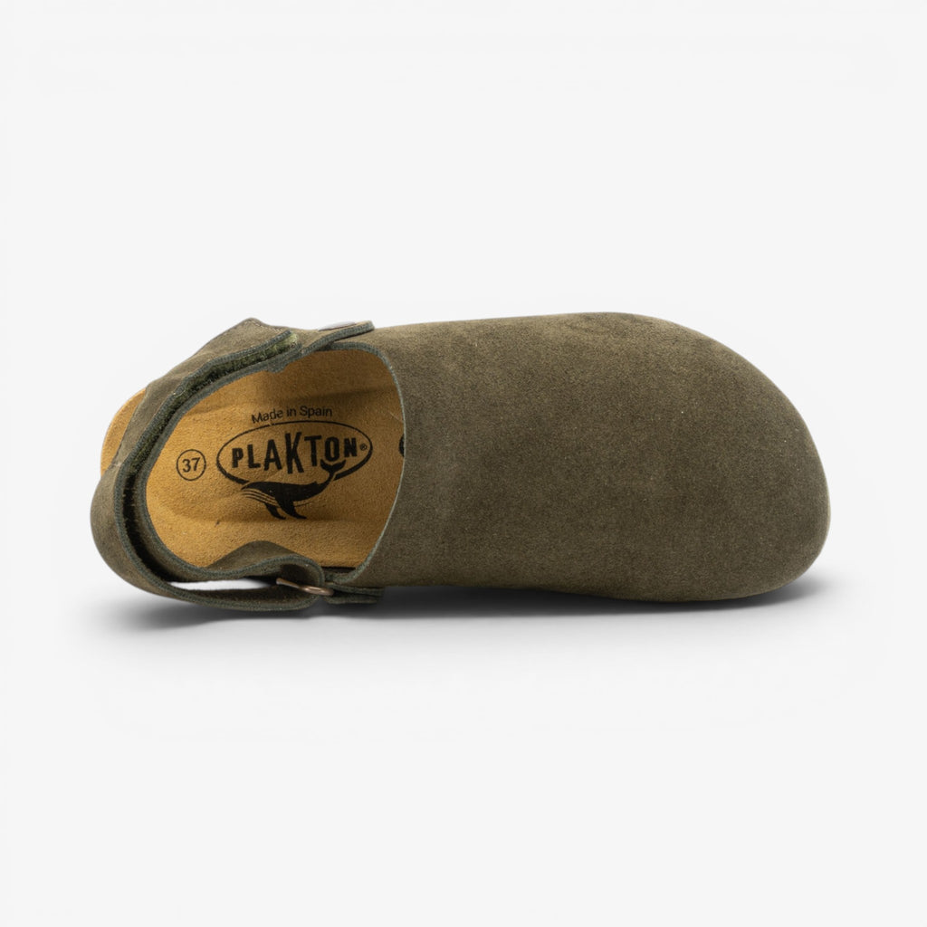 Oslo Womens Clog - Militar Serraje Top (recycled suede)