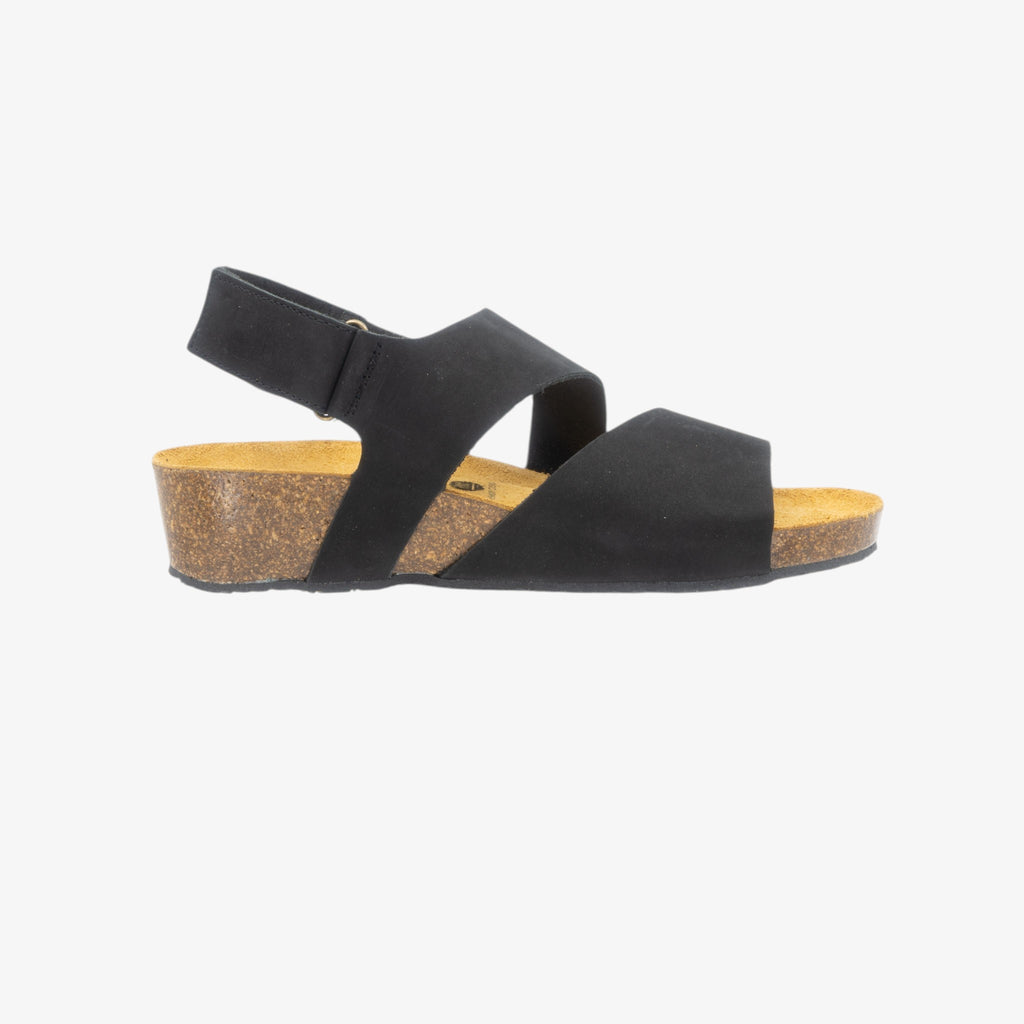 Creta Wedge Womens Sandal - Negro Nobuck (nubuck)