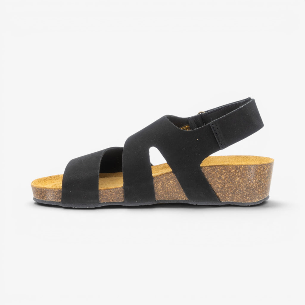 Creta Wedge Womens Sandal - Negro Nobuck (nubuck)