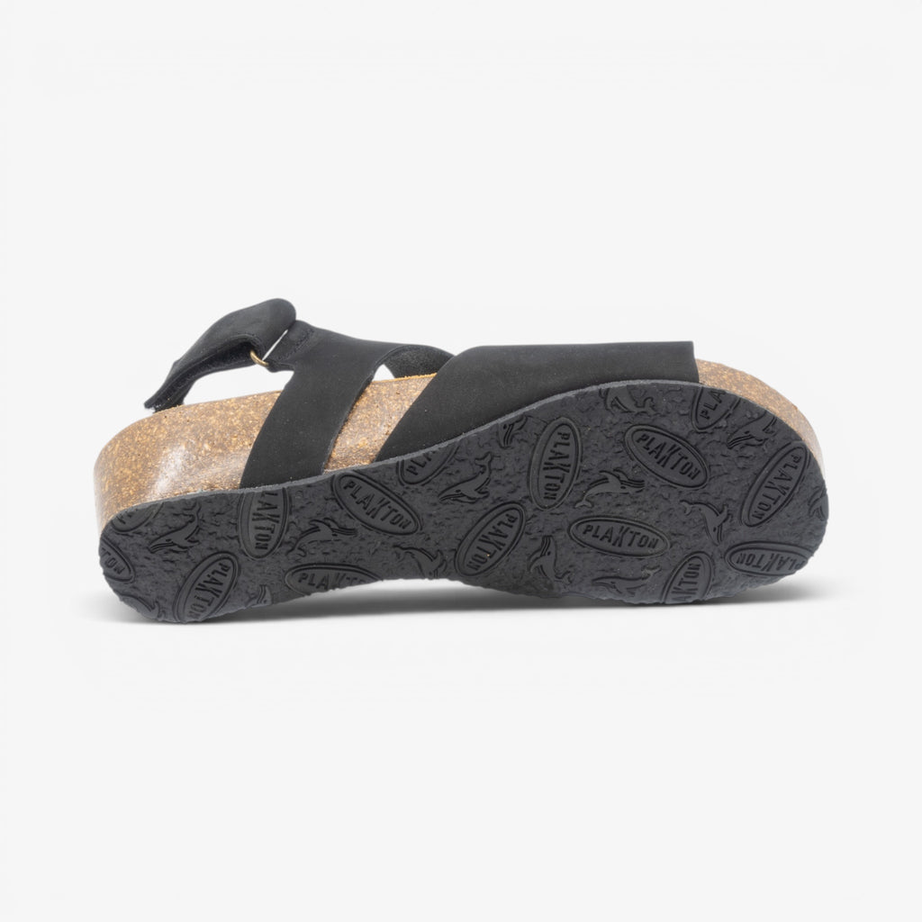 Creta Wedge Womens Sandal - Negro Nobuck (nubuck)