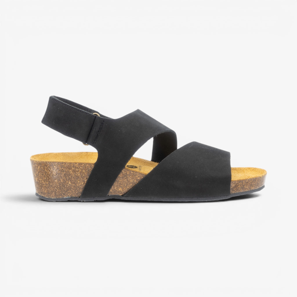 Creta Wedge Womens Sandal - Negro Nobuck (nubuck)