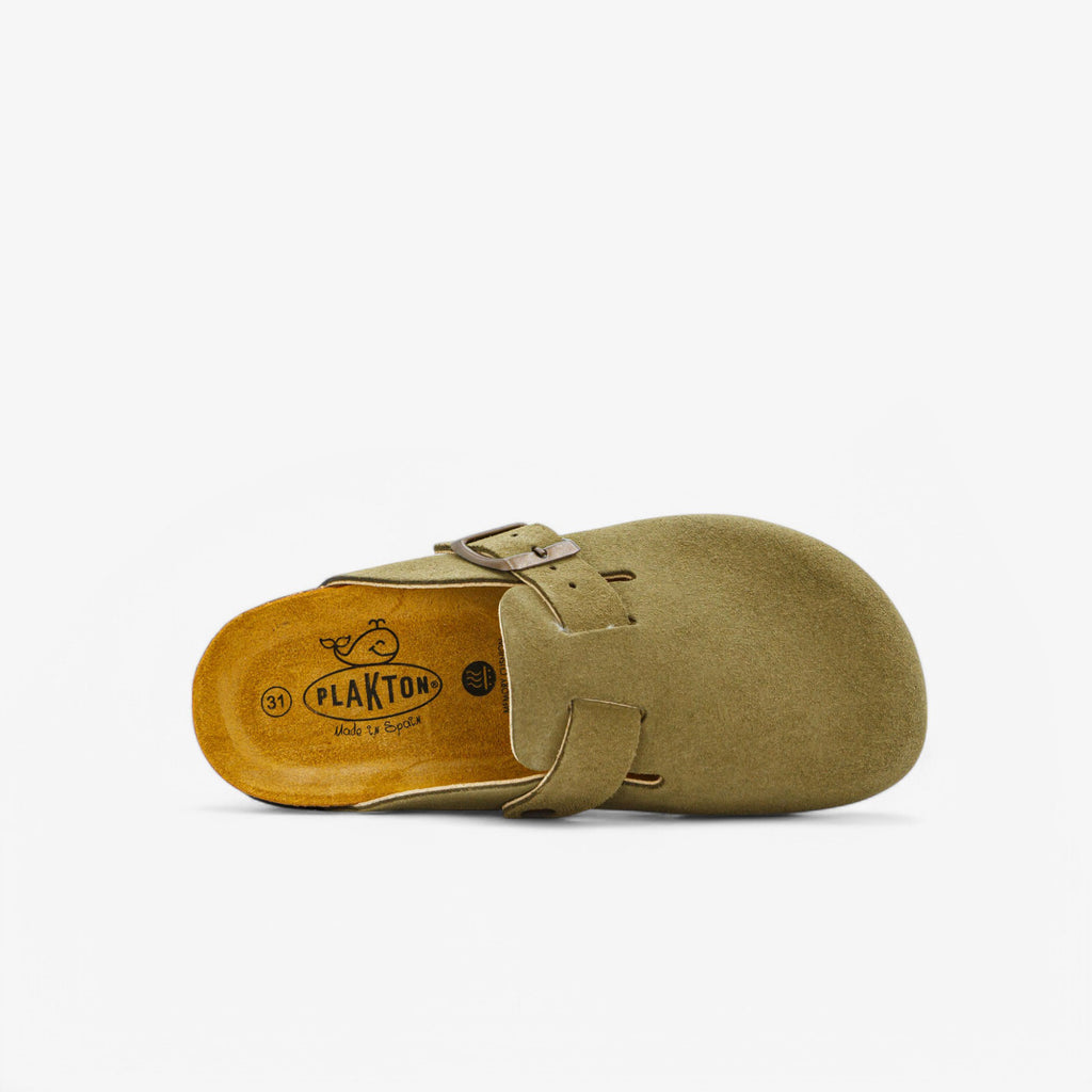 Bloggie Kids Clog - Light Kaki Afelpado (suede)