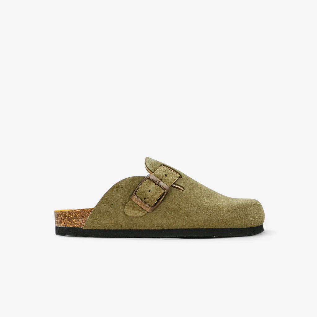 Bloggie Kids Clog - Light Kaki Afelpado (suede)
