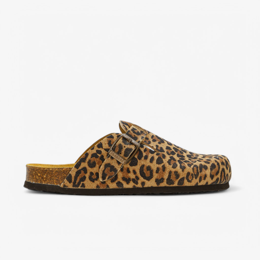 Blogg Womens Clog - Leopard Print Afelpado (suede)