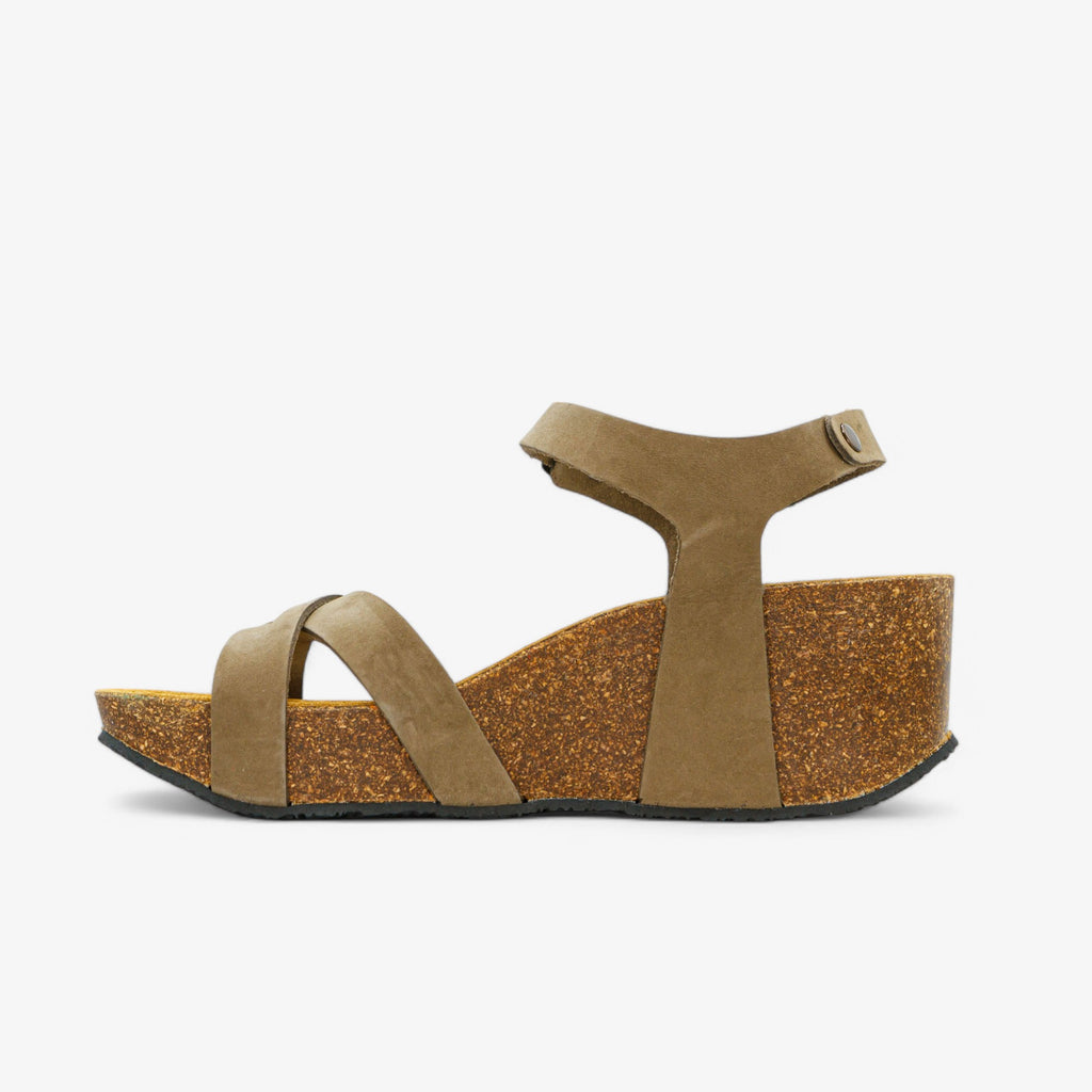 Final Wedge Womens Sandal - Kaki Nobuck (nubuck)