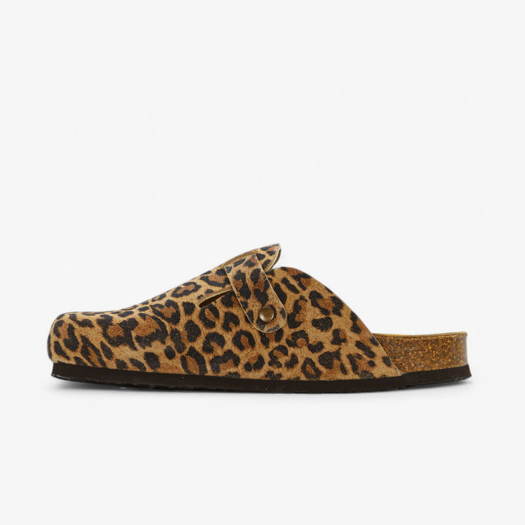 Blogg Womens Clog - Leopard Print Afelpado (suede)