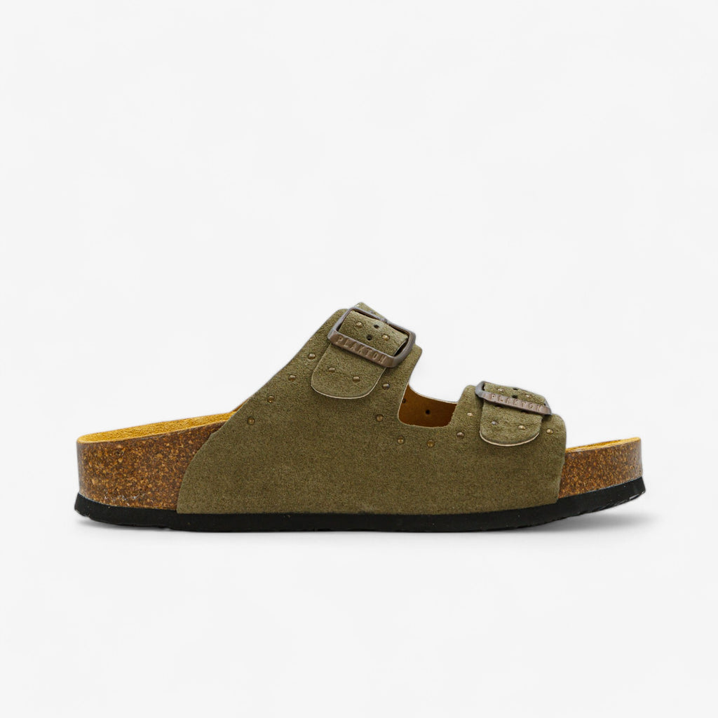 Beta Rivet Platform Womens Sandal - Light Kaki Afelpado (suede)