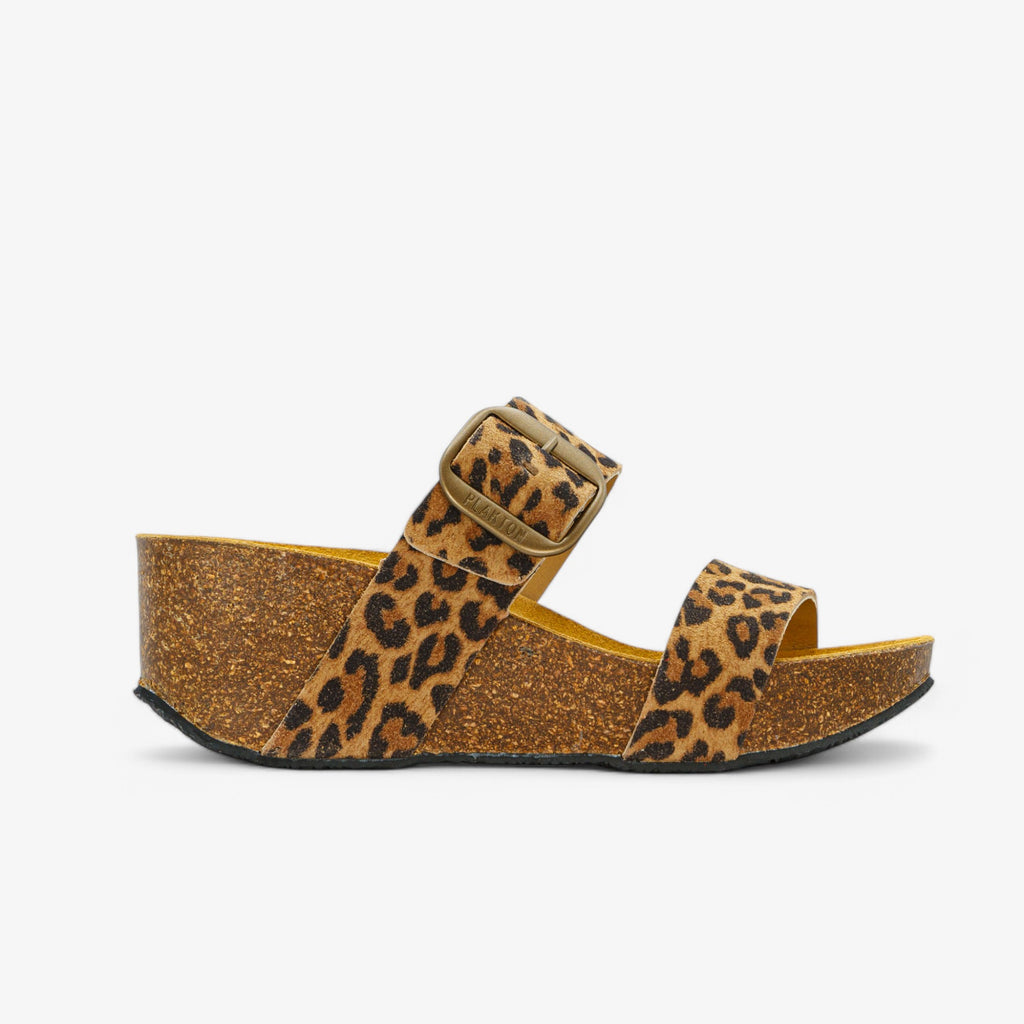 Rock Wedge Womens Sandal - Leopard Print (leather)