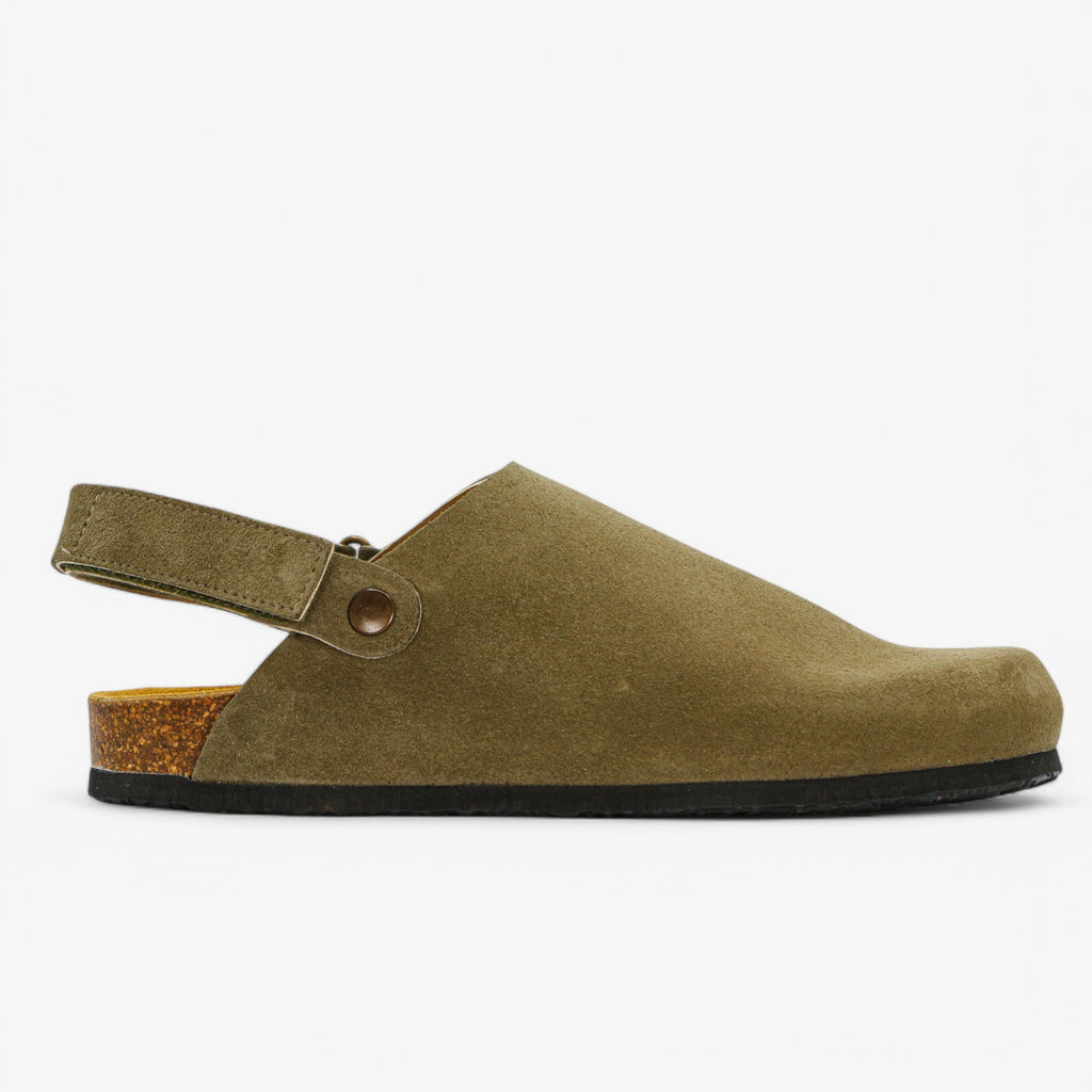 Oslo Mens Clog - Light Kaki Afelpado (suede)
