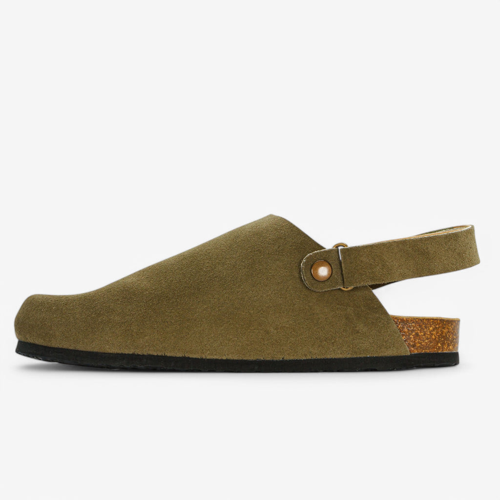 Oslo Mens Clog - Light Kaki Afelpado (suede)