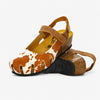 Amy Wedge Womens Sandal - Cow Print/Tan Apure (pony hair)