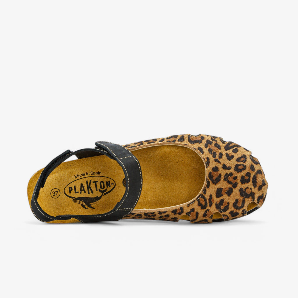 Amy Wedge Womens Sandal - Leopard Print/Negro Nobuck (nubuck)