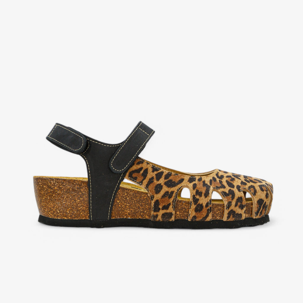 Amy Wedge Womens Sandal - Leopard Print/Negro Nobuck (nubuck)
