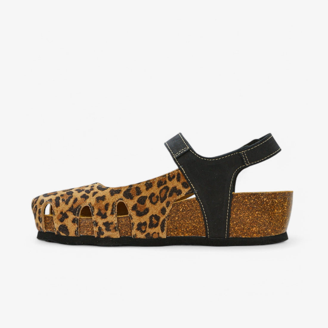 Amy Wedge Nobuck Animal Print Womens Sandal – Leopard Print/Negro image 3